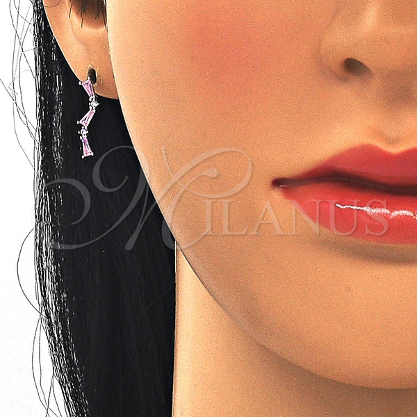 Sterling Silver Ring — Stud Earring with Pink Cubic Zirconia Polished 02. — alternate product view — SKU 129542 | Plata 925 anillo — Stud Earring with Pink Cubic Zirconia pulido 02. — SKU 129542