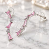 Sterling Silver Stud Earring, with Pink Cubic Zirconia, Polished, Rhodium Finish, 02.367.0013