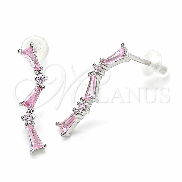 Sterling Silver Ring — Stud Earring with Pink Cubic Zirconia Polished 02. — main product view — SKU 129542 | Plata 925 anillo — Stud Earring with Pink Cubic Zirconia pulido 02. — SKU 129542