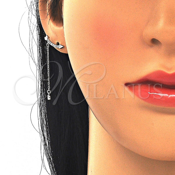 Sterling Silver Ring — Long Earring with White Cubic Zirconia Polished 02. — alternate product view — SKU 129544 | Plata 925 anillo — Long Earring with blanco Cubic Zirconia pulido 02. — SKU 129544