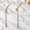 Sterling Silver Long Earring, with White Cubic Zirconia, Polished, Rhodium Finish, 02.367.0015