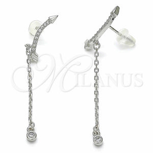 Sterling Silver Ring — Long Earring with White Cubic Zirconia Polished 02. — main product view — SKU 129544 | Plata 925 anillo — Long Earring with blanco Cubic Zirconia pulido 02. — SKU 129544
