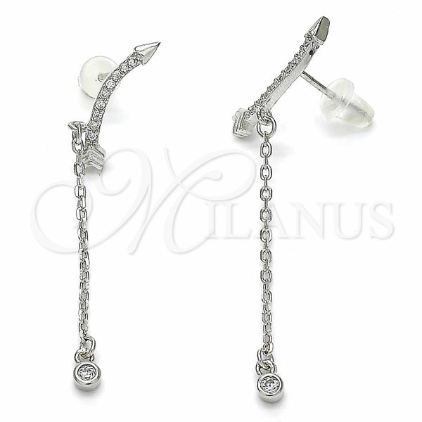 Sterling Silver Ring — Long Earring with White Cubic Zirconia Polished 02. — main product view — SKU 129544 | Plata 925 anillo — Long Earring with blanco Cubic Zirconia pulido 02. — SKU 129544