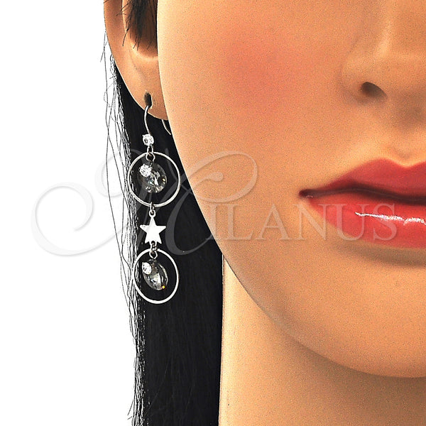 Sterling Silver Ring — Long Earring Star Design with Black Diamond and — alternate product view — SKU 129545 | Plata 925 anillo — Long Earring estrella diseño with negro Diamond and — SKU 129545