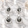 Sterling Silver Long Earring, Star Design, with Black Diamond and White Cubic Zirconia, Polished, Rhodium Finish, 02.367.0016