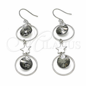 Sterling Silver Ring — Long Earring Star Design with Black Diamond and — main product view — SKU 129545 | Plata 925 anillo — Long Earring estrella diseño with negro Diamond and — SKU 129545