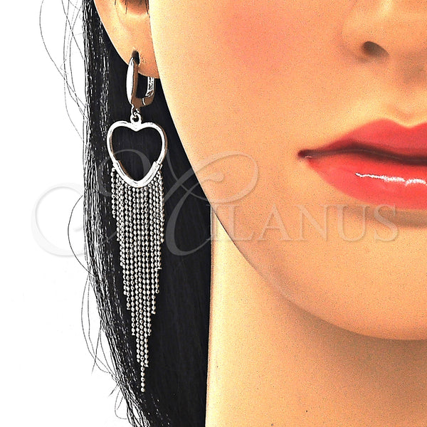 Sterling Silver Hoop Earrings — Huggie Hoop Heart Design Polished 02. — alternate product view — SKU 129547 | Plata 925 aretes de aro — Huggie Hoop corazón diseño pulido 02. — SKU 129547