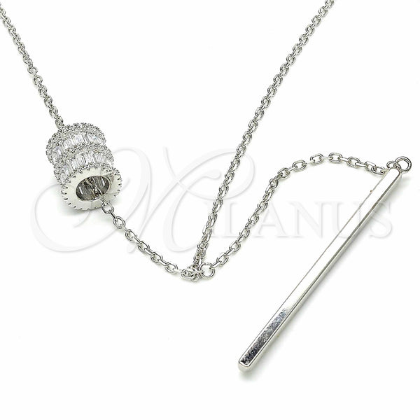 Sterling Silver Pendant Necklace, with White Cubic Zirconia and White Crystal, Polished, Rhodium Finish, 04.367.0001.28 (02 MM Thickness, 28 Inches Length)