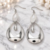 Sterling Silver Stud Earring, Teardrop Design, Polished, Rhodium Finish, 02.367.0021