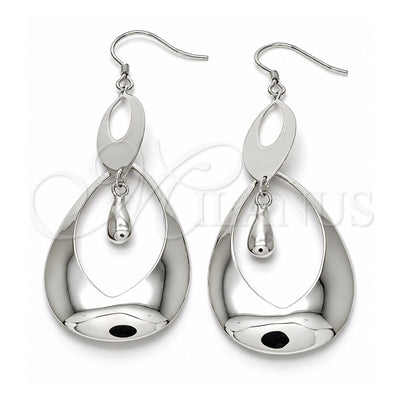 Sterling Silver Stud Earring, Teardrop Design, Polished, Rhodium Finish, 02.367.0021