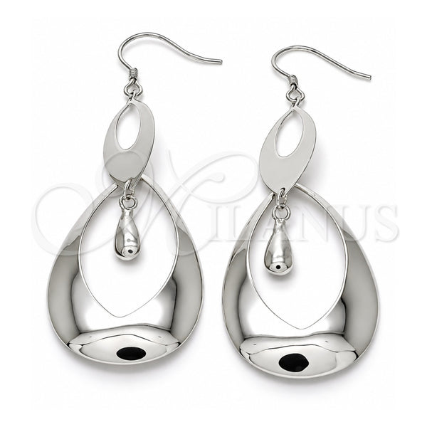 Sterling Silver Stud Earring, Teardrop Design, Polished, Rhodium Finish, 02.367.0021
