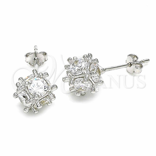 Sterling Silver Ring — Stud Earring with White Cubic Zirconia Polished 02. — main product view — SKU 129553 | Plata 925 anillo — Stud Earring with blanco Cubic Zirconia pulido 02. — SKU 129553
