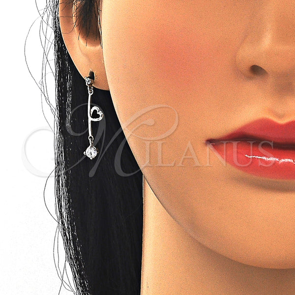 Sterling Silver Ring — Long Earring Heart Design with White Cubic Zirconia — alternate product view — SKU 129554 | Plata 925 anillo — Long Earring corazón diseño with blanco Cubic Zirconia — SKU 129554