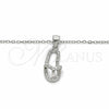 Sterling Silver Pendant Necklace, House Design, with White Cubic Zirconia, Polished, Rhodium Finish, 04.290.0001.18