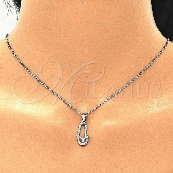 Sterling Silver Necklace — Pendant Necklace House Design with White Cubic Zirconia — alternate product view — SKU 129558 | Plata 925 collar — Pendant Necklace House diseño with blanco Cubic Zirconia — SKU 129558