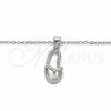 Sterling Silver Pendant Necklace, House Design, with White Cubic Zirconia, Polished, Rhodium Finish, 04.290.0001.18 (02 MM Thickness, 18 Inches Length)