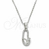 Sterling Silver Pendant Necklace, House Design, with White Cubic Zirconia, Polished, Rhodium Finish, 04.290.0001.18 (02 MM Thickness, 18 Inches Length)