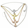 Sterling Silver Pendant Necklace, Cross Design, with White Cubic Zirconia, Polished, Tricolor, 04.290.0002.16