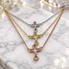 Sterling Silver Pendant Necklace, Cross Design, with White Cubic Zirconia, Polished, Tricolor, 04.290.0002.16 (02 MM Thickness, 16 Inches Length)
