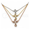 Sterling Silver Pendant Necklace, Cross Design, with White Cubic Zirconia, Polished, Tricolor, 04.290.0002.16 (02 MM Thickness, 16 Inches Length)