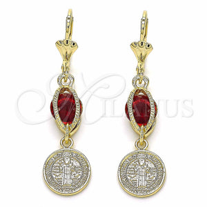 Gold Filled Ring — Long Earring San Benito Design with Garnet Cubic — main product view — SKU 129562 | Oro Laminado anillo — Long Earring San Benito diseño with Garnet Cubic — SKU 129562