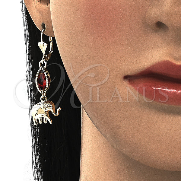 Gold Filled Ring — Long Earring Elephant Design with Garnet Cubic Zirconia — alternate product view — SKU 129565 | Oro Laminado anillo — Long Earring Elephant diseño with Garnet Cubic Zirconia — SKU 129565