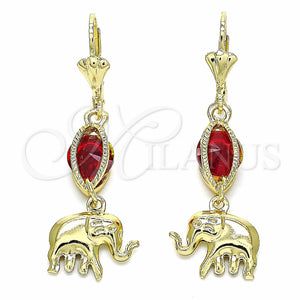 Gold Filled Ring — Long Earring Elephant Design with Garnet Cubic Zirconia — main product view — SKU 129565 | Oro Laminado anillo — Long Earring Elephant diseño with Garnet Cubic Zirconia — SKU 129565