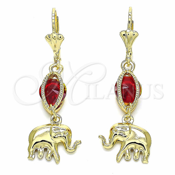 Gold Filled Ring — Long Earring Elephant Design with Garnet Cubic Zirconia — main product view — SKU 129565 | Oro Laminado anillo — Long Earring Elephant diseño with Garnet Cubic Zirconia — SKU 129565