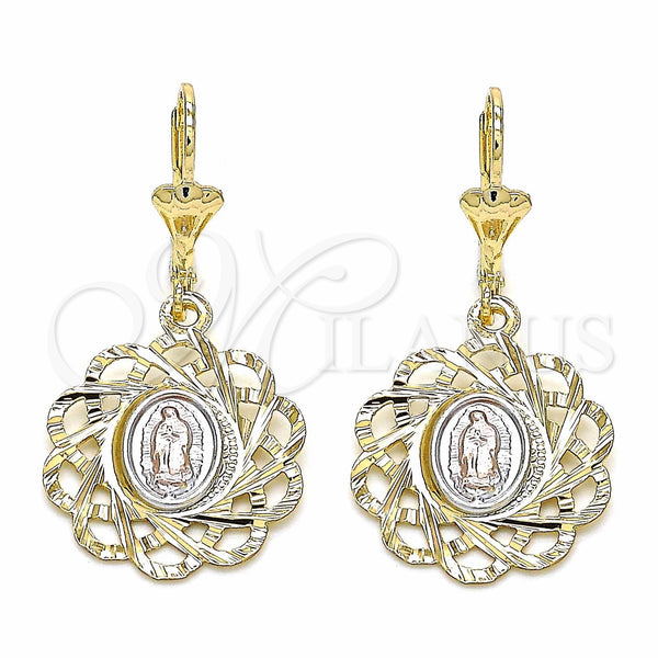 Gold Filled Ring — Dangle Earring Flower and Guadalupe Design Polished Tricolor — main product view — SKU 129572 | Oro Laminado anillo — Dangle Earring flor and Guadalupe diseño pulido Tricolor — SKU 129572