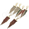 Oro Laminado Long Earring, Gold Filled Style with Multicolor Crystal, Polished, Golden Finish, 02.351.0038.2