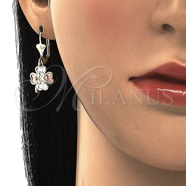 Gold Filled Ring — Dangle Earring Four-leaf Clover Design Polished Tricolor 02. — alternate product view — SKU 129582 | Oro Laminado anillo — Dangle Earring Four-leaf Clover diseño pulido Tricolor 02. — SKU 129582