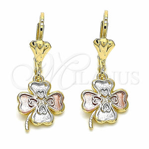 Gold Filled Ring — Dangle Earring Four-leaf Clover Design Polished Tricolor 02. — main product view — SKU 129582 | Oro Laminado anillo — Dangle Earring Four-leaf Clover diseño pulido Tricolor 02. — SKU 129582
