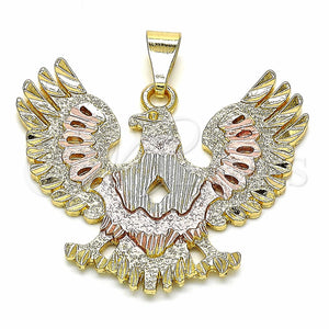 Gold Filled Pendant — Religious Pendant Eagle Design Polished Tricolor 05. — main product view — SKU 129583 | Oro Laminado dije — Religious Pendant Eagle diseño pulido Tricolor 05. — SKU 129583