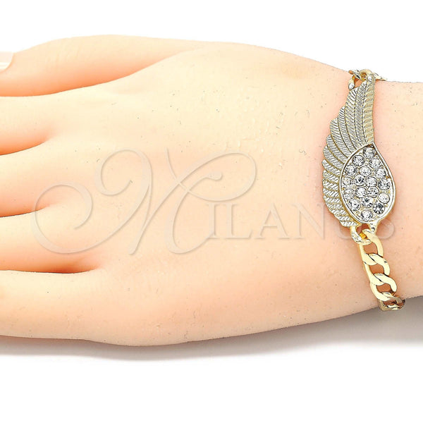 Gold Filled Bracelet — Fancy Bracelet with White Crystal Polished 03. 05 — alternate product view — SKU 129594 | Oro Laminado brazalete — elegante Bracelet with cristal blanco pulido 03. 05 — SKU 129594