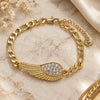Oro Laminado Fancy Bracelet, Gold Filled Style with White Crystal, Polished, Golden Finish, 03.351.0057.07 (05 MM Thickness, 7 Inches Length)