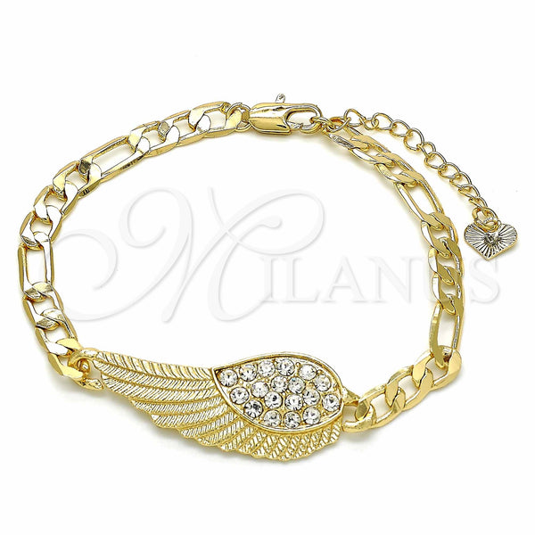 Gold Filled Bracelet — Fancy Bracelet with White Crystal Polished 03. 05 — main product view — SKU 129594 | Oro Laminado brazalete — elegante Bracelet with cristal blanco pulido 03. 05 — SKU 129594
