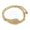 Oro Laminado Fancy Bracelet, Gold Filled Style with White Crystal, Polished, Golden Finish, 03.351.0057.07 (05 MM Thickness, 7 Inches Length)