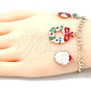 Oro Laminado Charm Bracelet, Gold Filled Style Tree and Star Design, Multicolor Enamel Finish, Golden Finish, 03.351.0059.07 (05 MM Thickness, 7 Inches Length)