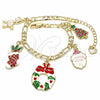 Oro Laminado Charm Bracelet, Gold Filled Style Tree and Star Design, Multicolor Enamel Finish, Golden Finish, 03.351.0059.07 (05 MM Thickness, 7 Inches Length)
