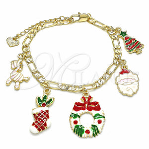 Gold Filled Bracelet — Charm Bracelet Tree and Star Design Multicolor Enamel — main product view — SKU 129597 | Oro Laminado brazalete — Charm Bracelet Tree and estrella diseño Multicolor Enamel — SKU 129597