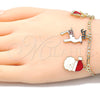 Oro Laminado Charm Bracelet, Gold Filled Style Tree and Star Design, Multicolor Enamel Finish, Golden Finish, 03.351.0060.07 (03 MM Thickness, 7 Inches Length)