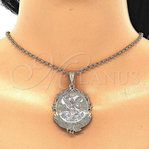 Gold Filled Pendant — Religious Pendant Centenario Coin and Angel Design Polished — alternate product view — SKU 129608 | Oro Laminado dije — Religious Pendant Centenario Coin and Angel diseño pulido — SKU 129608