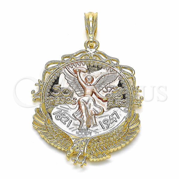 Gold Filled Pendant — Religious Pendant Centenario Coin and Angel Design Polished — main product view — SKU 129608 | Oro Laminado dije — Religious Pendant Centenario Coin and Angel diseño pulido — SKU 129608