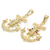 Oro Laminado Religious Pendant, Gold Filled Style Anchor and Guadalupe Design, with Multicolor Crystal, Polished, Golden Finish, 05.351.0057.1