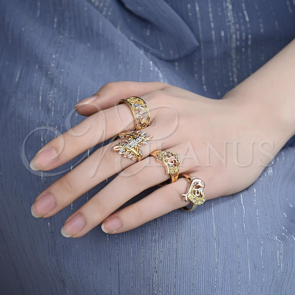 Gold Filled Ring — Multi Stone Ring Dolphin and Heart Design with — alternate product view — SKU 129615 | Oro Laminado anillo — Multi Stone Ring Dolphin and corazón diseño with — SKU 129615