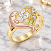 Oro Laminado Multi Stone Ring, Gold Filled Style Dolphin and Heart Design, Polished, Tricolor, 01.351.0001.09 (Size 9)