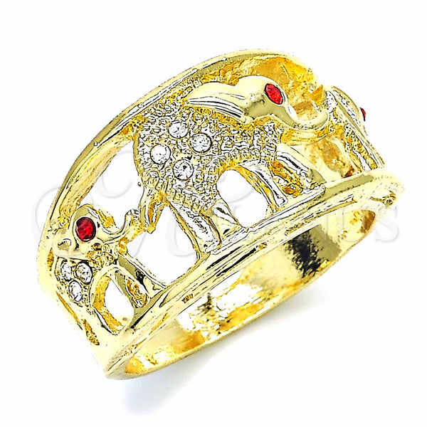 Gold Filled Ring — Multi Stone Ring Elephant Design with White and — main product view — SKU 129627 | Oro Laminado anillo — Multi Stone Ring Elephant diseño with blanco and — SKU 129627