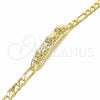 Oro Laminado ID Bracelet, Gold Filled Style Elephant Design, Polished, Golden Finish, 03.351.0019.1.07 (05 MM Thickness, 7 Inches Length)