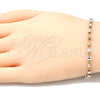 Oro Laminado Bracelet Rosary, Gold Filled Style Diamond Cutting Finish, Tricolor, 03.351.0068.08