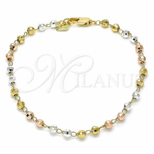 Gold Filled Bracelet — Bracelet Rosary Diamond Cutting Tricolor 03. — main product view — SKU 129641 | Oro Laminado brazalete — Bracelet Rosary Diamond Cutting Tricolor 03. — SKU 129641